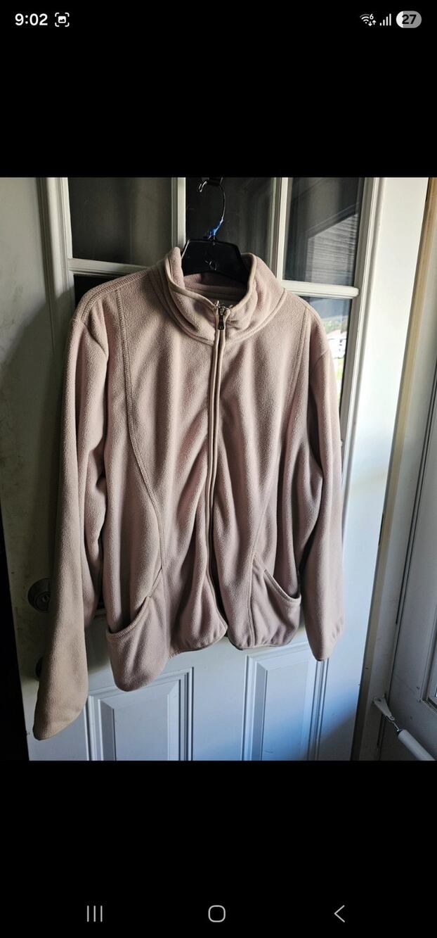 Vintage Y2K Barrage Woman 3X fleece jacket full zip beige soft cozy fleece coat